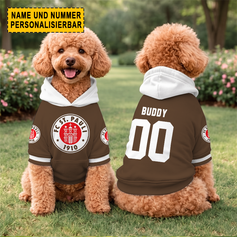 FC St. Pauli – Hundehoodie Sonderausgabe mit Individueller Name Nummer FC St. Pauli – Hundehoodie Sonderausgabe mit Individueller Name Nummer