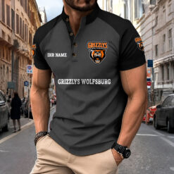 Grizzlys Wolfsburg - Sport-Poloshirt Neue Version mit Ihrem Namen