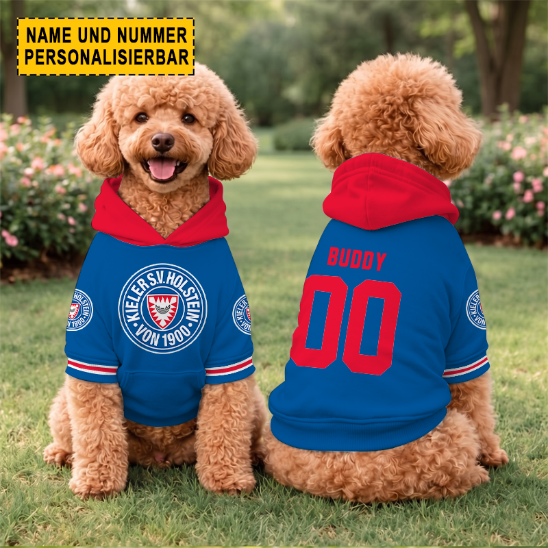 Holstein Kiel – Hundehoodie Sonderausgabe mit Individueller Name Nummer Holstein Kiel – Hundehoodie Sonderausgabe mit Individueller Name Nummer