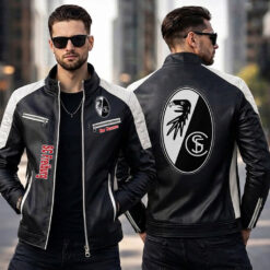 SC Freiburg – Slim-Fit-Lederjacke Sonderedition mit Ihrem Namen