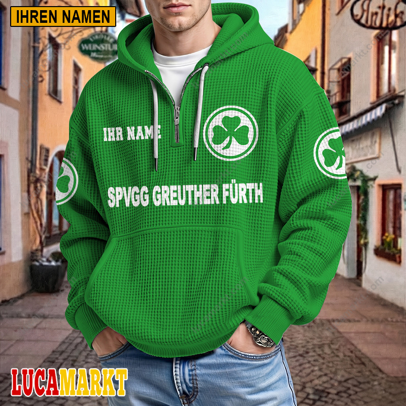 SpVgg Greuther Fürth – Waffel-Hoodie Neue Edition mit Ihrem Namen SpVgg Greuther Fürth – Waffel-Hoodie Neue Edition mit Ihrem Namen