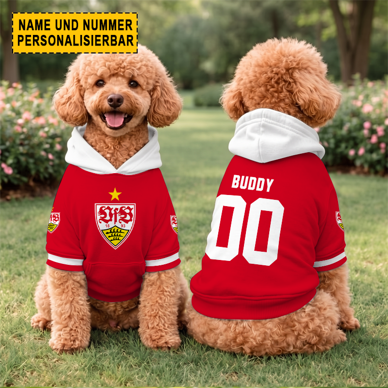 VfB Stuttgart – Hundehoodie Sonderausgabe mit Individueller Name Nummer VfB Stuttgart – Hundehoodie Sonderausgabe mit Individueller Name Nummer