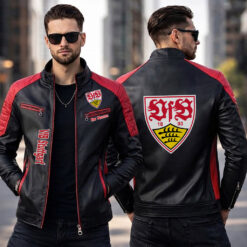 VfB Stuttgart – Slim-Fit-Lederjacke Sonderedition mit Ihrem Namen