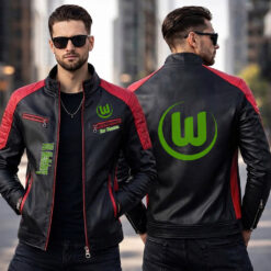 VfL Wolfsburg – Slim-Fit-Lederjacke Sonderedition mit Ihrem Namen