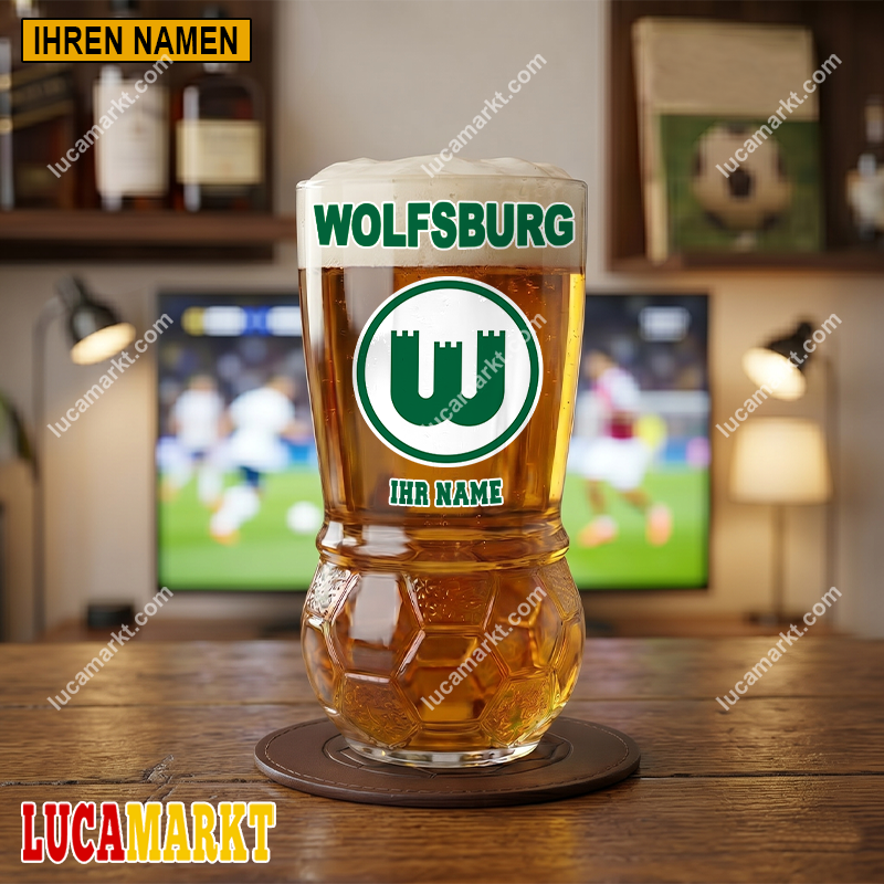 VfL Wolfsburg – Fußball Bierglas Limitierte Auflage mit Ihrem Namen VfL Wolfsburg – Fußball Bierglas Limitierte Auflage mit Ihrem Namen