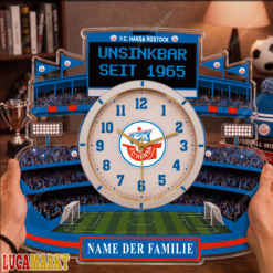 FC Hansa Rostock - Holzwanduhr Sonderausgabe mit Ihrem Namen